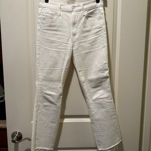 MOTHER The Insider High Rise Crop Step Fray Bootcut Jeans